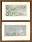 Grey Wagtails and Red Backed Shrike by Eric Ennion, pencil, offered Apr 2025