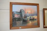Harbour scene by Max Savy, oil on canvas, sold Apr 2025