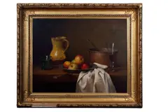 Still life study by Cornelis le Mair, oil on panel, sold Mar 2025