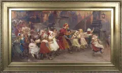 Pied Piper of Hamelin by John Gilbert, 1878, oil on canvas, sold Mar 2025