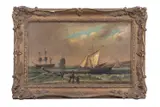 Dutch Coastal scene by Abraham van Rhijn, oil on board, sold Mar 2025