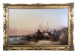 Fisherfolk on the shoreline by William Shayer, oil on canvas, sold Mar 2025