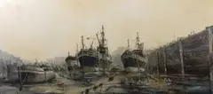Brixham Harbour by Colin Burns, oil on canvas, offered Mar 2025