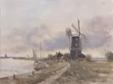 Berney Arms Mill by Owen Waters, oil on board, sold Mar 2025