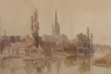 View over Norwich Cathedral and Bishopgate by Thomas Henry Hunn, watercolour, sold Mar 2025