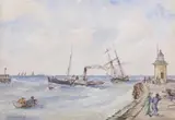 Gorleston Pier by G.H. Grimes, 1976, watercolour, offered Mar 2025