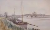 Buckenham Ferry and Acle Bridge by Stephen John Batchelder, watercolor, sold Mar 2025