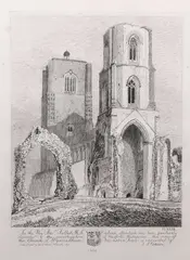 Wymondham Abbey by John Sell Cotman, engraving, sold Mar 2025