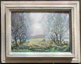 Morning Haze, West Somerton by Noel Frank Bevan Dennes, oil, sold Mar 2025