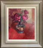 Still life of flowers in a vase by Jenny Bennett, oil on board, sold Mar 2025
