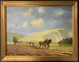 Ploughing with Shire Horses by George Rook, oil on canvas, sold Mar 2025