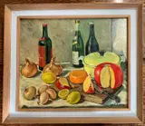 Cheese and Wine by Ivy Smith, oil on board, sold Mar 2025