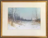 Winter view over Mousehold Heath by Peter Metcalf, watercolour, sold Mar 2025