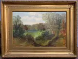 View over an Autumnal landscape with grazing sheep and distant by Cedric Gray, watercolor, sold Mar 2025