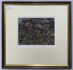 Soldiers of the King by Gordon Hales, 1993, mixed media, sold Feb 2025