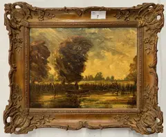 Rural view by Michael Chapman, oil on board, offered Feb 2025