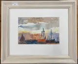 Pin Mill by Jean Dryden Alexander, watercolour, offered Feb 2025