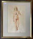 Female nude study by Colin Millen, pencil and watercolour, sold Feb 2025