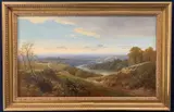Hillside view over an exstensive landscape by Edward H. Niemann, 1873, oil on canvas, sold Jan 2025