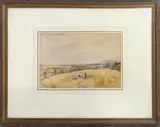 The Fine Art Society label on backboard inscribed 'From Brading towards by J.W. Watts, 1944, watercolour, offered Jan 2025