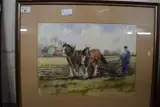 Horses Ploughing, Norfolk by Sheila P. Sewell Rms, 1987, watercolour, sold Dec 2024