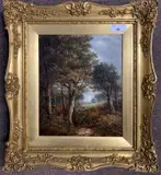 An autumnal landscape with a central figure by Joseph Thors, oil on panel, sold Dec 2024