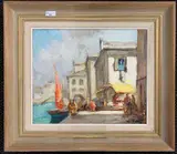 Venice scene by Knut Norman, oil on board, offered Dec 2024