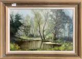 The Woodland Pool by Kenneth Denton, oil on board, sold Dec 2024