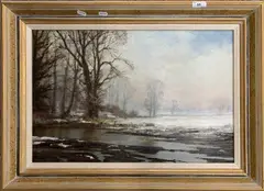 Thaw & Flood by Kenneth Denton, oil on board, sold Dec 2024