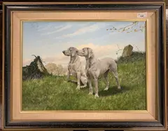 Study of Weimaraners by Rex Flood, oil on board, offered Dec 2024