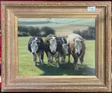 Study of cows in a field setting by Ken Bizon, oil on canvas, sold Dec 2024