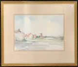 The Mill from the Salthouse Road, Cley Norfolk by Jason Partner, 1988, watercolour, sold Dec 2024