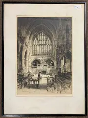 The Chancel, Exeter by Albany E. Howarth, etching, sold Dec 2024