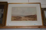 Moorland / pastoral landscape with a shepherd and flock of sheep by Frank Rousse, watercolour, offered Dec 2024