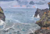 Choppy Waters Boscastle by Kieron Robert Williamson, oil on board, offered Nov 2024