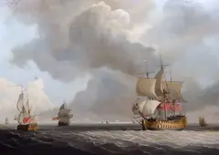 British Naval / Maritime scene by Louis Dodd, oil on canvas, sold Nov 2024