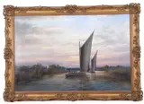 Wherries on the Norfolk Broads by Colin Burns, oil on canvas, sold Nov 2024
