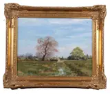 Countryside landscape view by George Hewitt, oil on board, sold Nov 2024