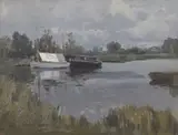 Barton Staithe by Campbell Archibald Melllon, oil on board, sold Nov 2024