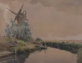 Norfolk Broads by Charles Hannaford Jnr, watercolour, sold Nov 2024