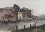 Oust House on the Wensum by John Leslie, watercolour, sold Nov 2024