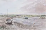 North Norfolk coastal scene by George Hewitt, watercolour, sold Nov 2024
