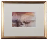 Shipping / coastal scene by Jack Cox, watercolour, sold Nov 2024