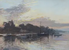 At Sundown Pinmill by Margaret Glass, pastel on paper, sold Nov 2024