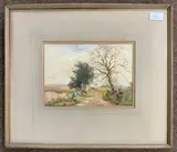 A Devon Lane by Wycliffe Egginton, watercolour, sold Nov 2024