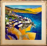Coastal view by Martin Laurance, mixed media, sold Oct 2024