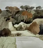 The North Downs Near Poll Hall by Peter Gauld, watercolour, sold Oct 2025