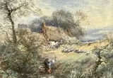 RWS (British, 1825-1899) watercolour - entitled verso 'The Shepherd's Home' by Myles Birket Foster, watercolour, offered Oct 2025