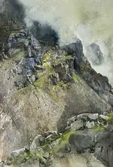 Veiled Ramparts Glyders by Malcolm Edwards, watercolour, sold Aug 2025