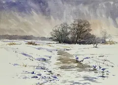 Winter on Dartmoor by Alwyn Crawshaw, watercolour, sold Aug 2025